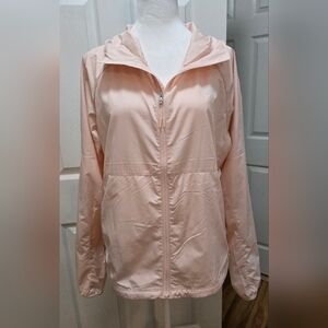 The North Face Women's Light Pink Hooded Windbreaker Jacket, Size L